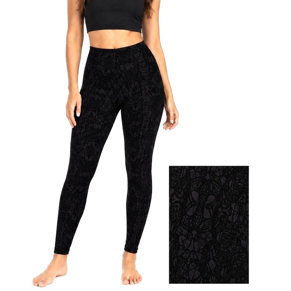 Purple Black Lace Overlay Leggings Small Stretch Rave Grunge Mob Wife Whimsigoth